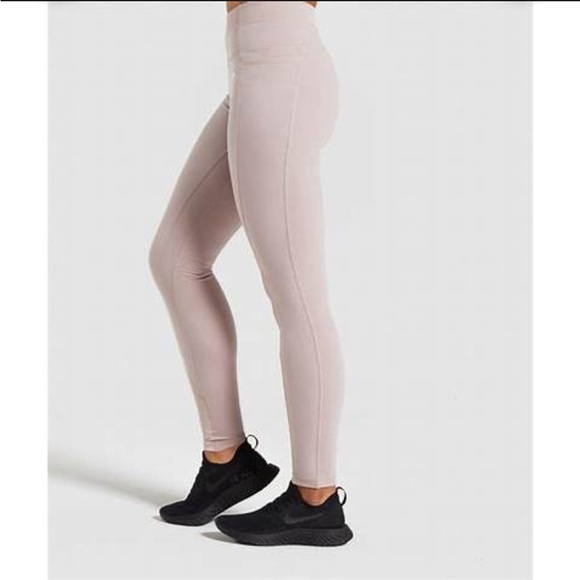 Gymshark | Dreamy Beige Mauve Mesh Panel High Waist Pocket Leggings Small - Picture 13 of 13